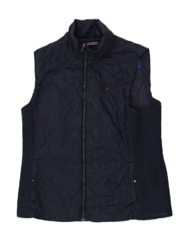 TOMMY HILFIGER Womens Padded Gilet UK 14 Medium Navy Blue Polyester