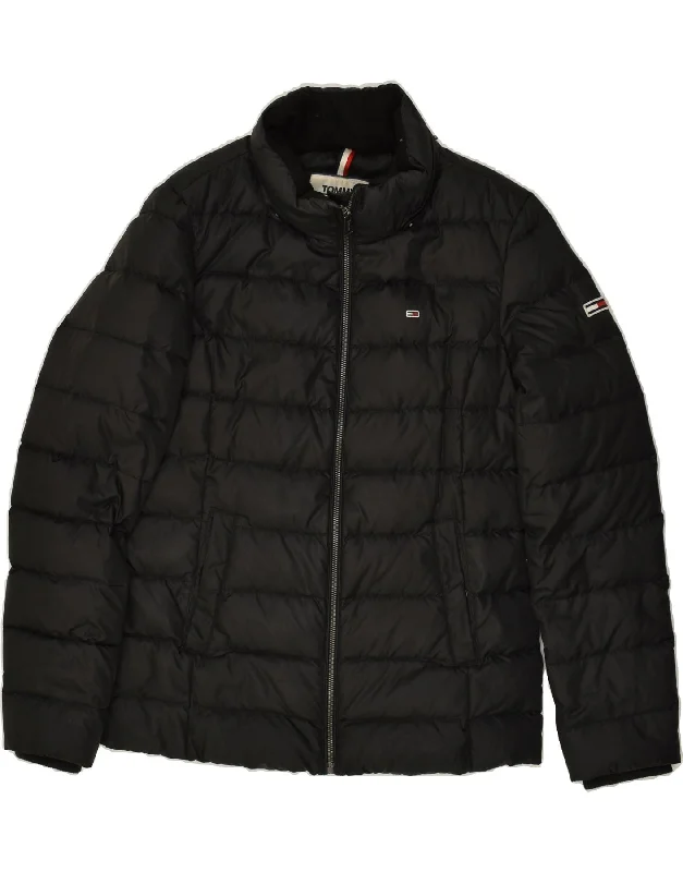 TOMMY HILFIGER Womens Padded Jacket UK 14 Large Black Polyester