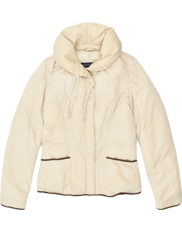 TRUSSARDI Womens Padded Jacket IT 42 Medium Beige Polyester