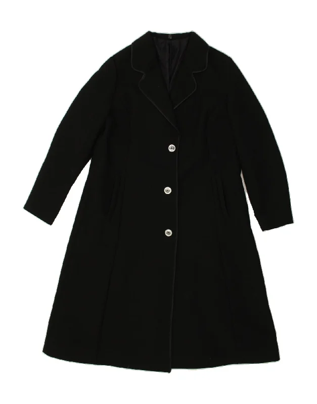 VINTAGE Womens Overcoat UK 10 Small Black