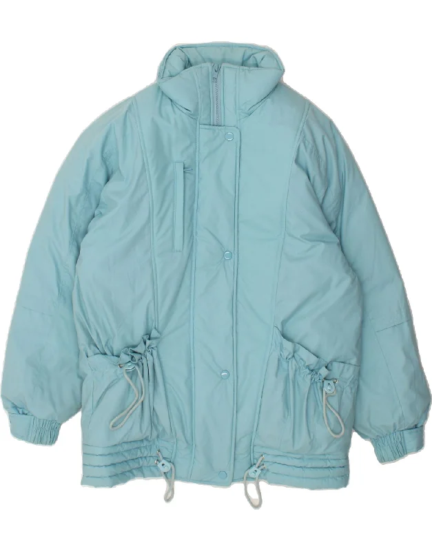 VINTAGE Womens Padded Jacket EU 36 Small Blue Polyester