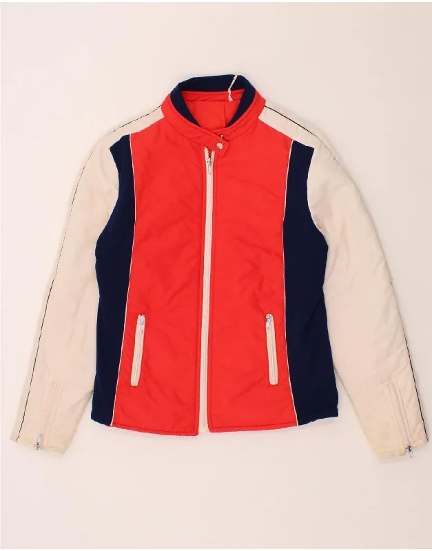 VINTAGE Womens Padded Jacket IT 44 Medium Red Colourblock Polyamide