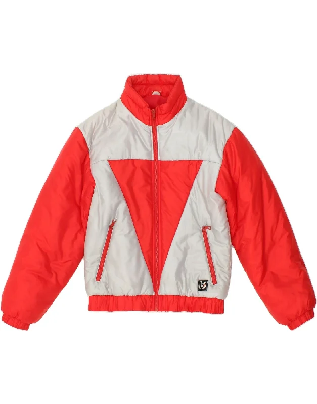 VINTAGE Womens Padded Jacket UK 12 Medium Red Colourblock Polyamide