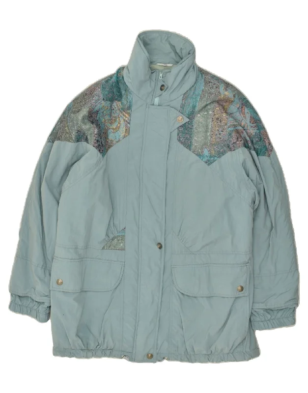 VINTAGE Womens Windbreaker Jacket EU 46 XL Blue Colourblock Polyester