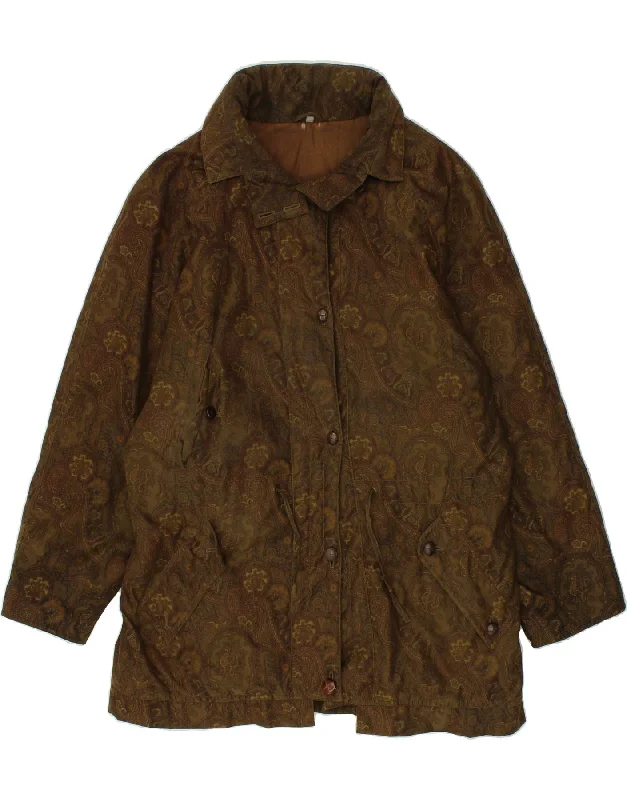 VINTAGE Womens Windbreaker Jacket UK 18 XL Khaki Floral