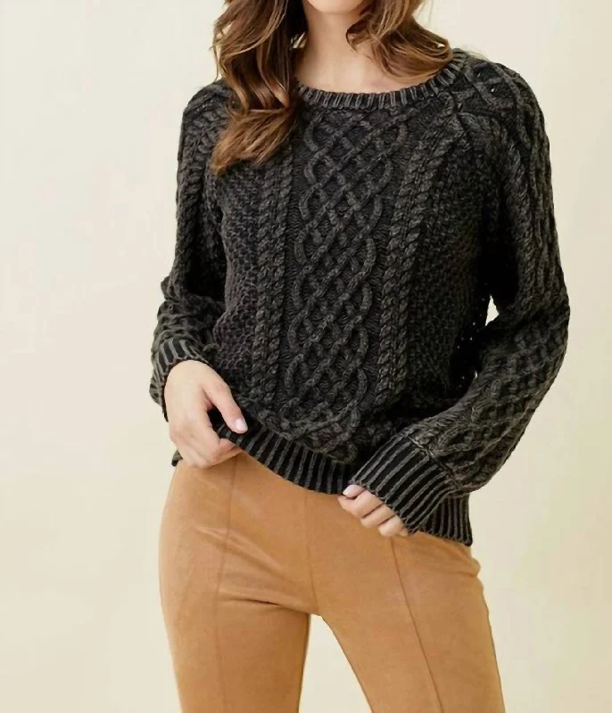 Angie Cable Knit Sweater In Black