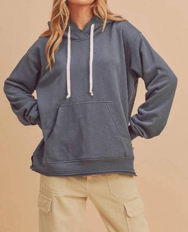 Clara Hooded Sweatshirt In Slate Blue