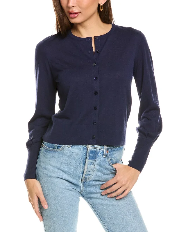 Forte Cashmere Crop Button Silk & Cashmere-Blend Cardigan