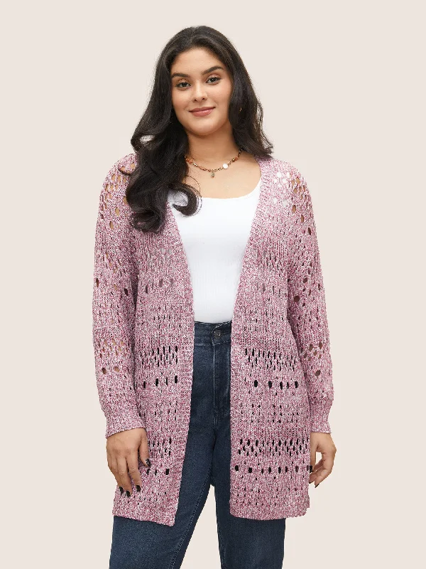 Heather Hollow Out Drop Shoulder Cardigan