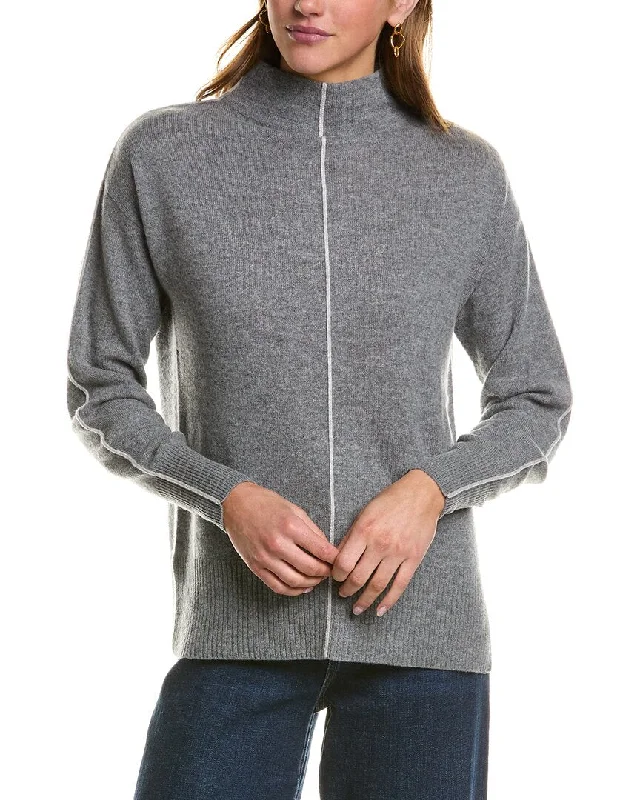 InCashmere Tipped Mock Neck Cashmere Sweater