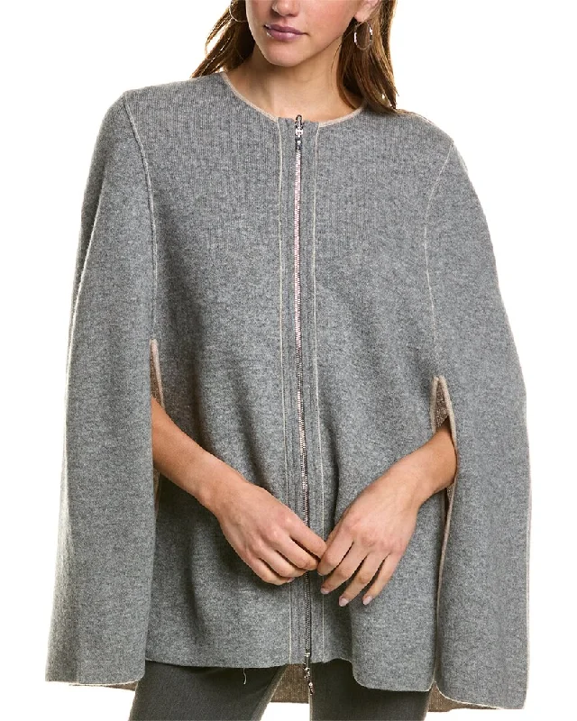 InCashmere Zip Front Reversible Cashmere Cape