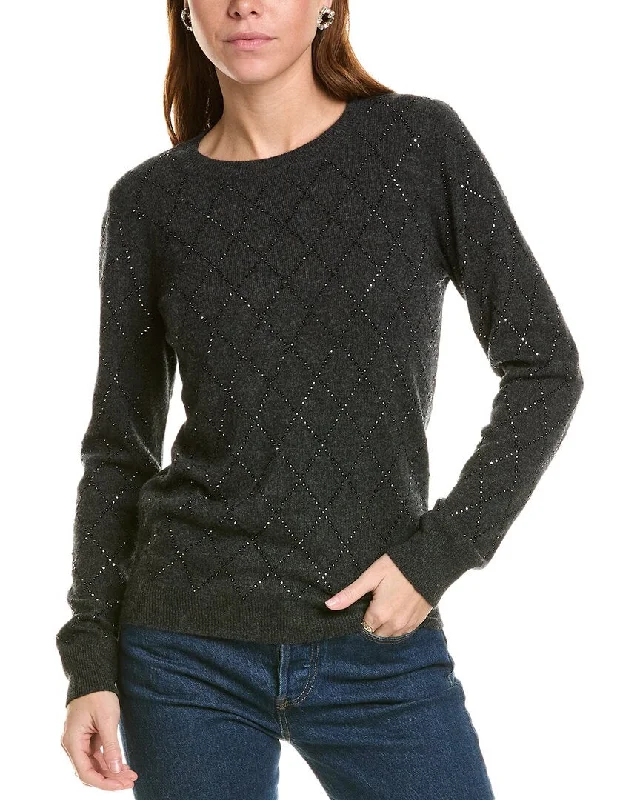 sofiacashmere Heatset Diamond Crewneck Cashmere Sweater