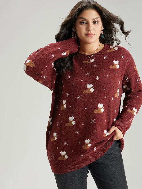 Supersoft Essentials Christmas Print Star Round Neck Pullover