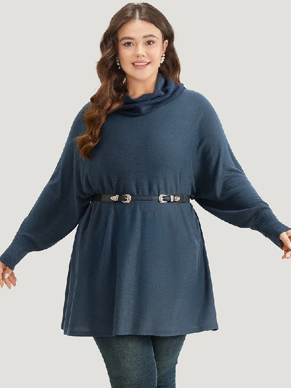 Supersoft Essentials Solid Turtle Neck Batwing Sleeve Pullover