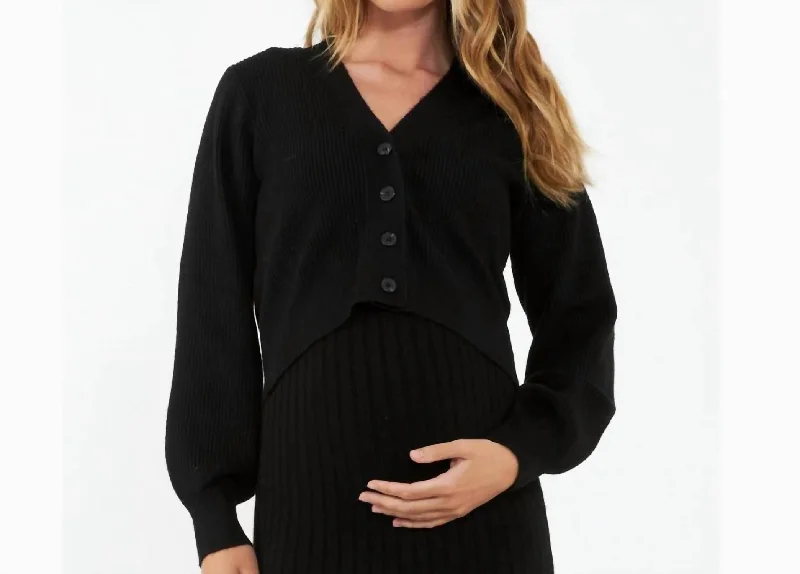 Tiffany Crop Knit Cardigan In Black