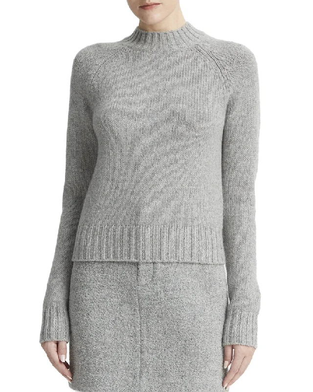 Vince Shrunken Mock Neck Cashmere Top