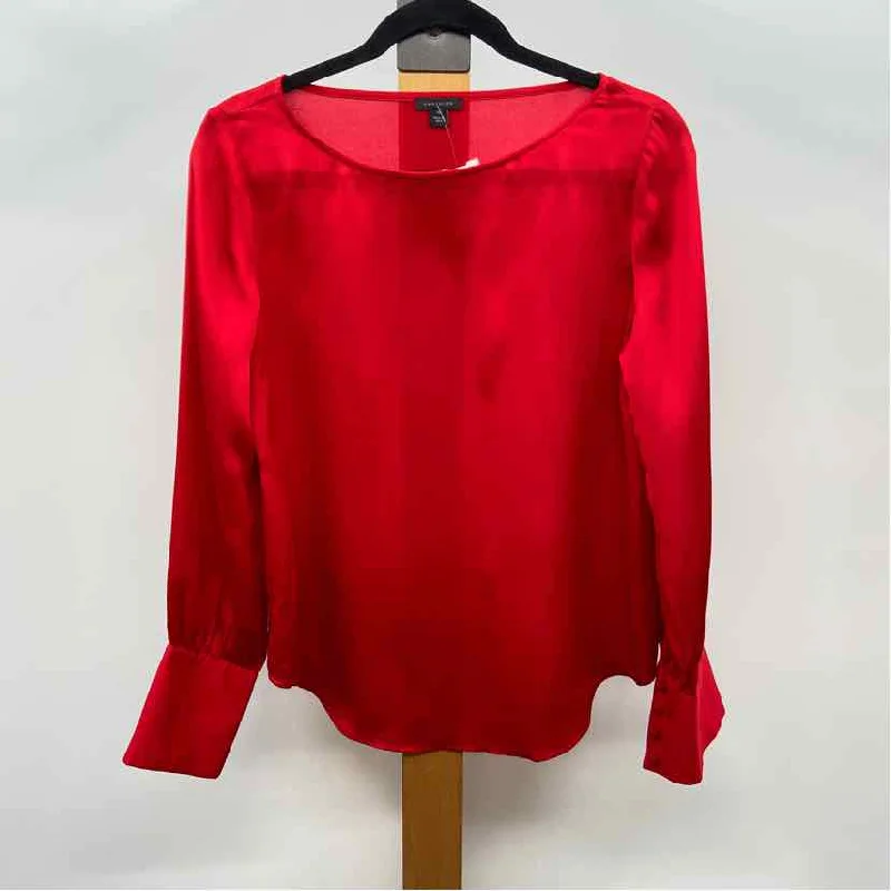 Ann Taylor Women's Size XS Red Solid Long Sleeve Shirt