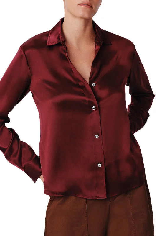 ATM Silk Charmeuse Classic Shirt in Merlot