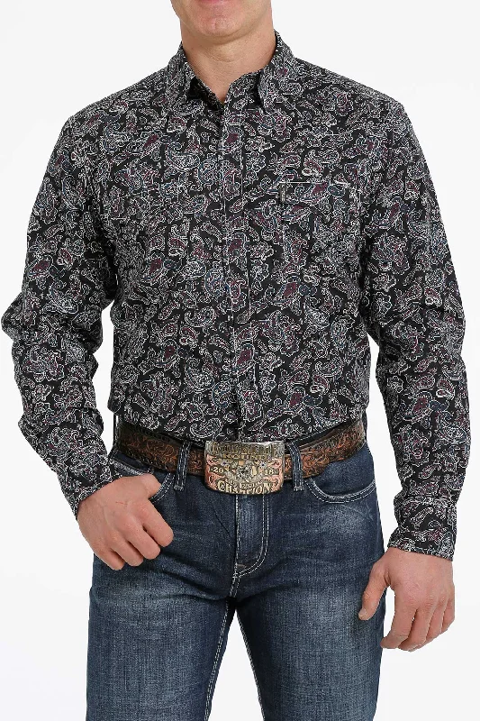 Cinch Men's Long Sleeve Black Paisley Shirt