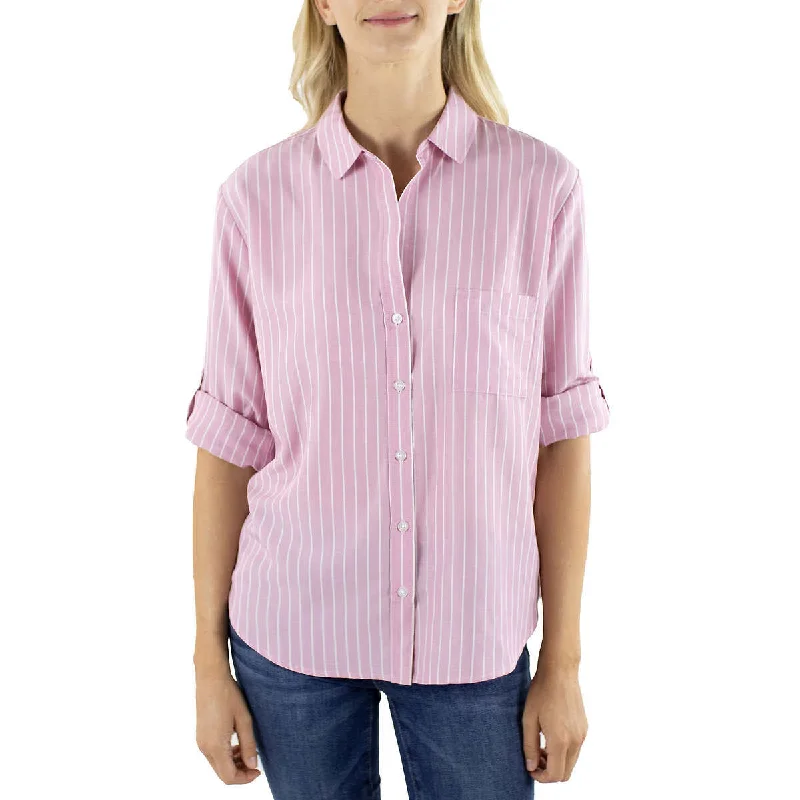 Jachs Girlfriend Women's Stripped Long Sleeve Blouse  Button-Up Shirt