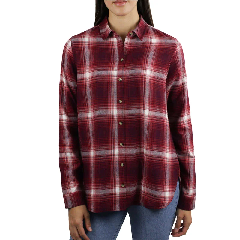 Jachs Girlfriend Women's' Super Soft Flannel Side Pockets Button Front Shirt