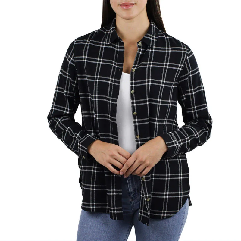 Jachs Girlfriend Women's' Super Soft Flannel Side Pockets Button Front Shirt