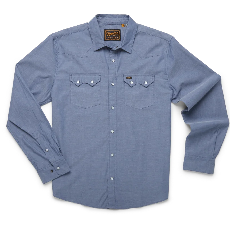 Howler Brothers Blue Chambray Crosscut Snap Shirt