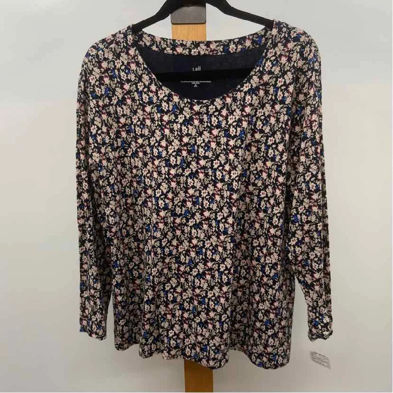 JJill Women's Size XLP Navy Floral Long Sleeve Shirt