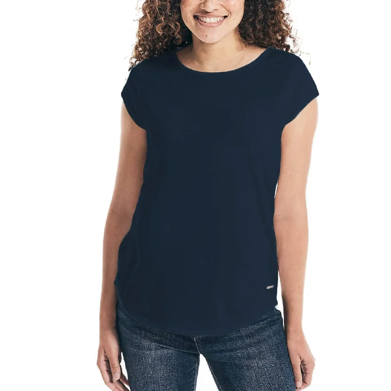 Nautica Women's Keyhole Back Soft Cotton Blend T-Shirt