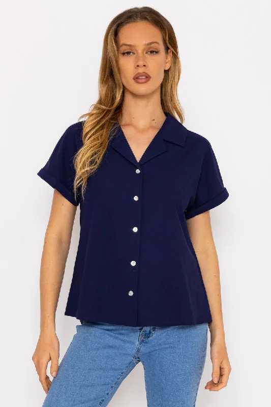 Navy Camp Collar Shirt