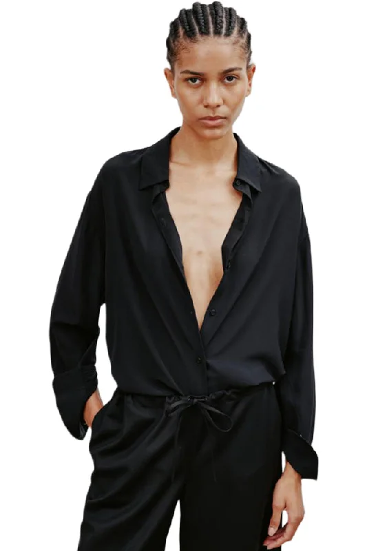 Nili Lotan Julien Silk Shirt in Midnight