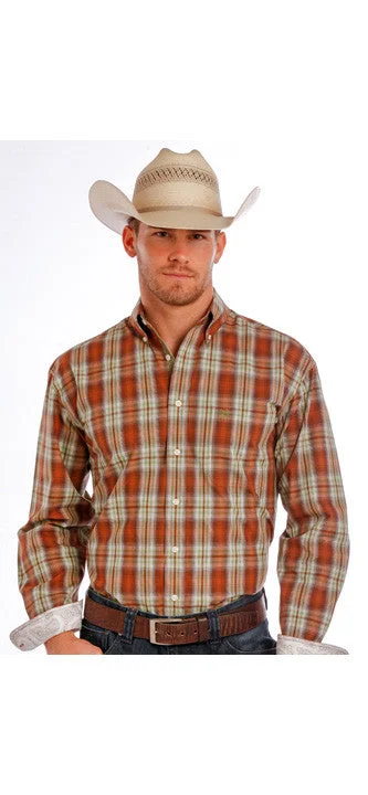 Panhandle Men's Rough Stock Chesterfield Antique Ombre Plaid Shirt R0D10330