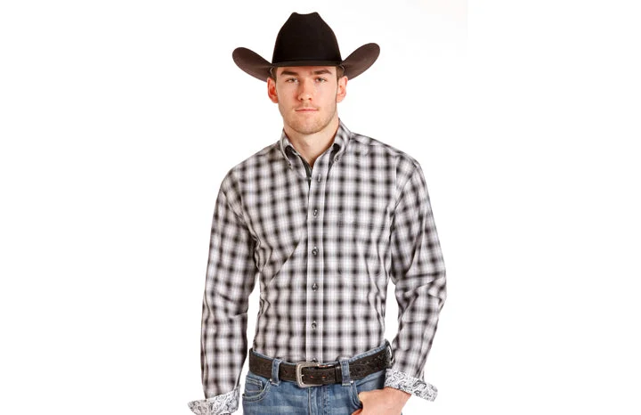 Panhandle Men's Gray & White Plaid shirt R0D4266