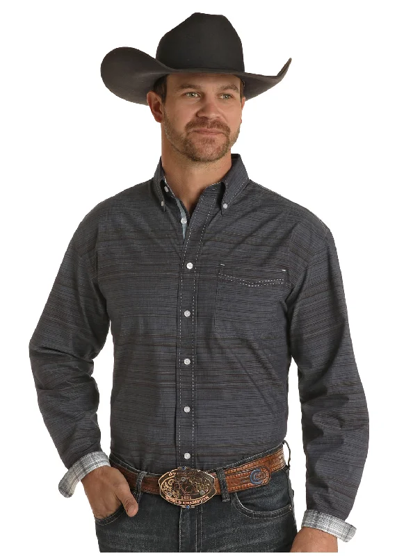 Rough Stock Men's Grey Button Down Shirt