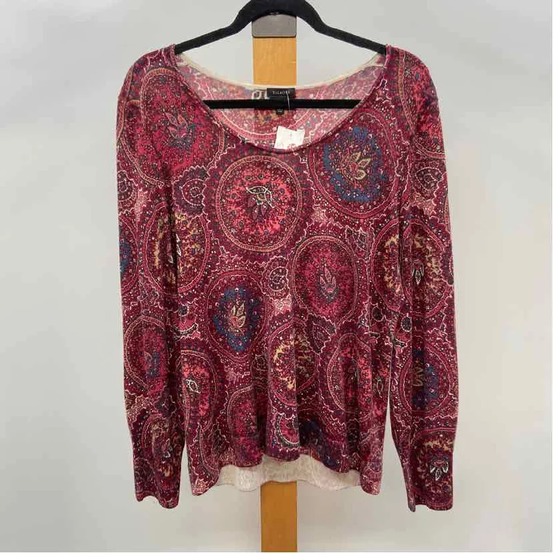 Talbots Women's Size L burgundy Paisley Long Sleeve Shirt