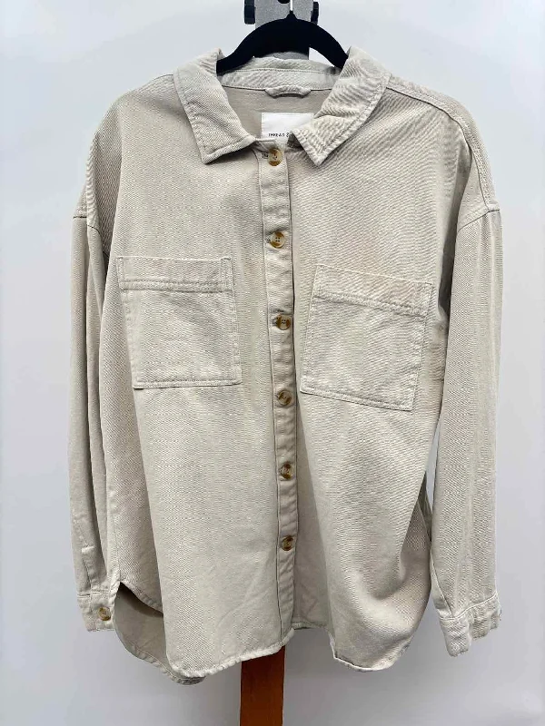 Thread & Supply Women's Size L Stone Solid Long Sleeve Shirt