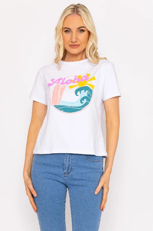 White Aloha Cotton T-Shirt