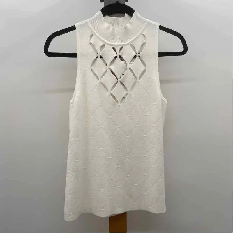 White House Black Market Women's Size M Ivory cutouts Sleeveless Shirt